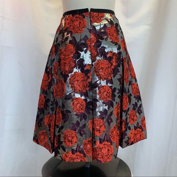 J.crew collection Metallic Floral Jacquard Pleated Sz6 Skirt - Picture 4 of 10